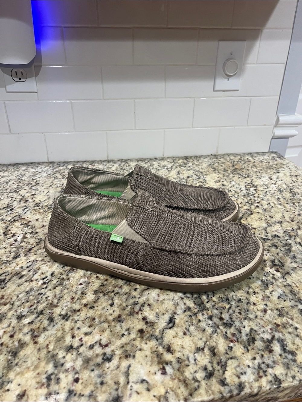 Sanuk Men's Brown Canvas Slip-On Loafers